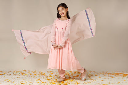 Jiyara Pink Gathered Anarkali Suit Set