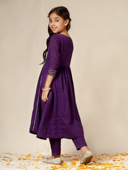 Jiyara Purple Yoke Anarkali Suit Set - Ready to Ship