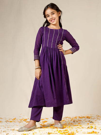 Jiyara Purple Yoke Anarkali Suit Set - Ready to Ship