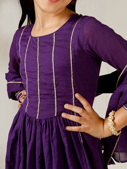 Jiyara Purple Yoke Anarkali Suit Set - Ready to Ship