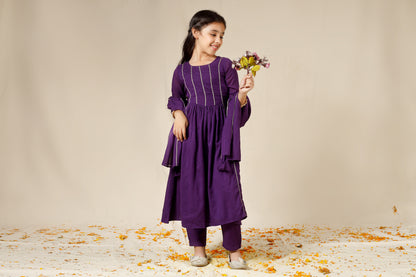 Jiyara Purple Yoke Anarkali Suit Set - Ready to Ship
