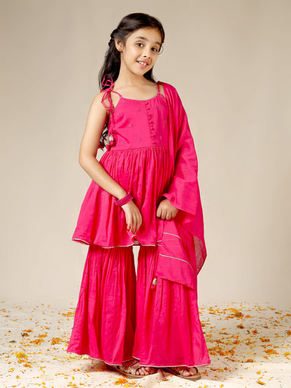 Jiyara Rani Strappy Top and Sharara Set