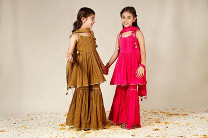 Jiyara Rani Strappy Top and Sharara Set