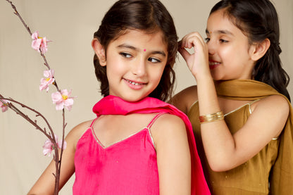 Jiyara Rani Pink Strappy Suit Set