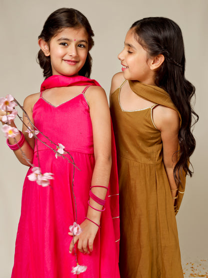 Jiyara Rani Pink Strappy Suit Set