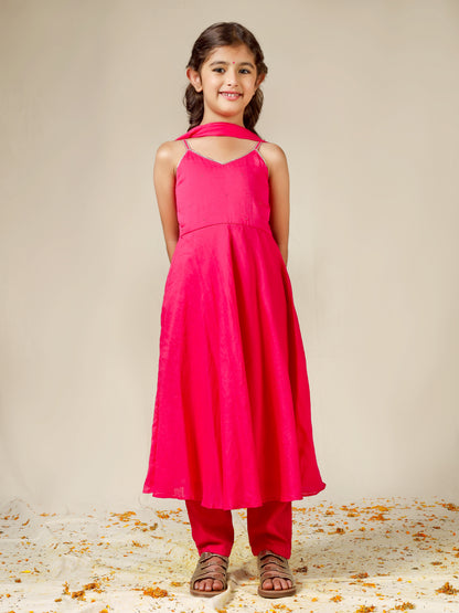 Jiyara Rani Pink Strappy Suit Set