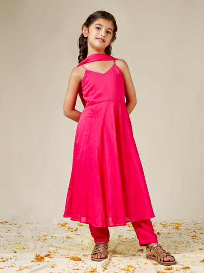 Jiyara Rani Pink Strappy Suit Set