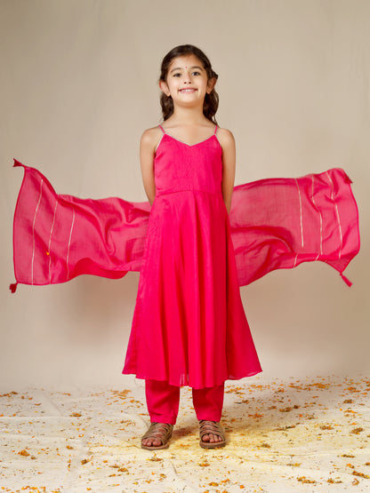 Jiyara Rani Pink Strappy Suit Set