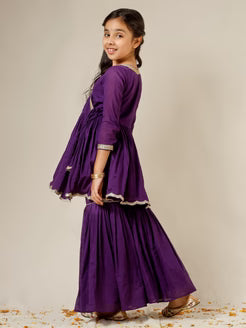 Jiyara Purple Angrakha And Sharara Suit Set