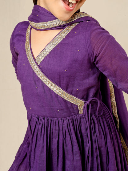 Jiyara Purple Angrakha And Sharara Suit Set