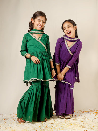 Jiyara Purple Angrakha And Sharara Suit Set