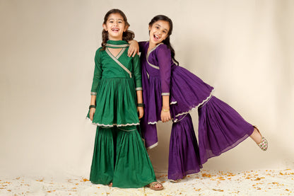 Jiyara Purple Angrakha And Sharara Suit Set