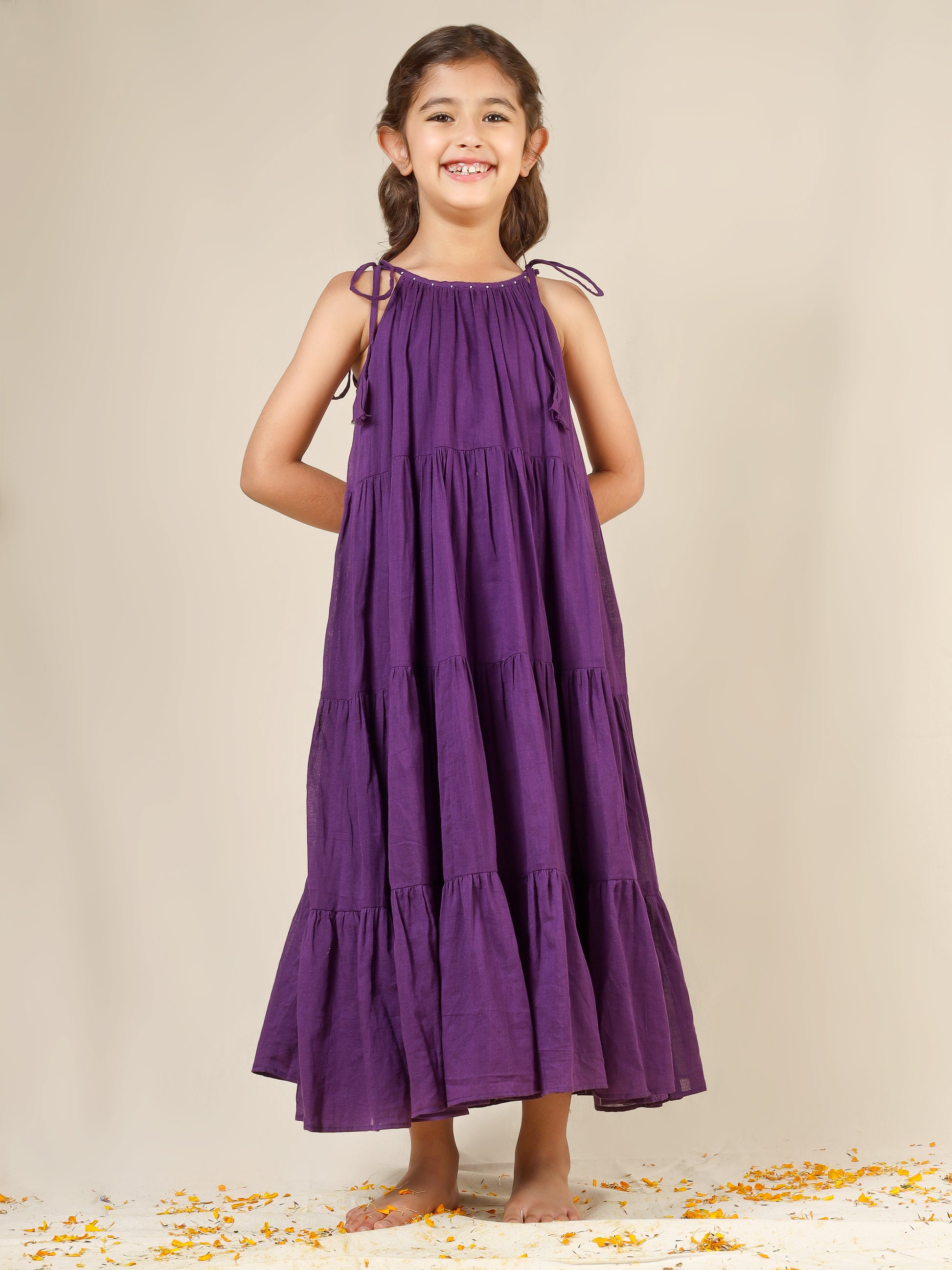 Jiyara Purple Multi-Tier Dress | JOVI India