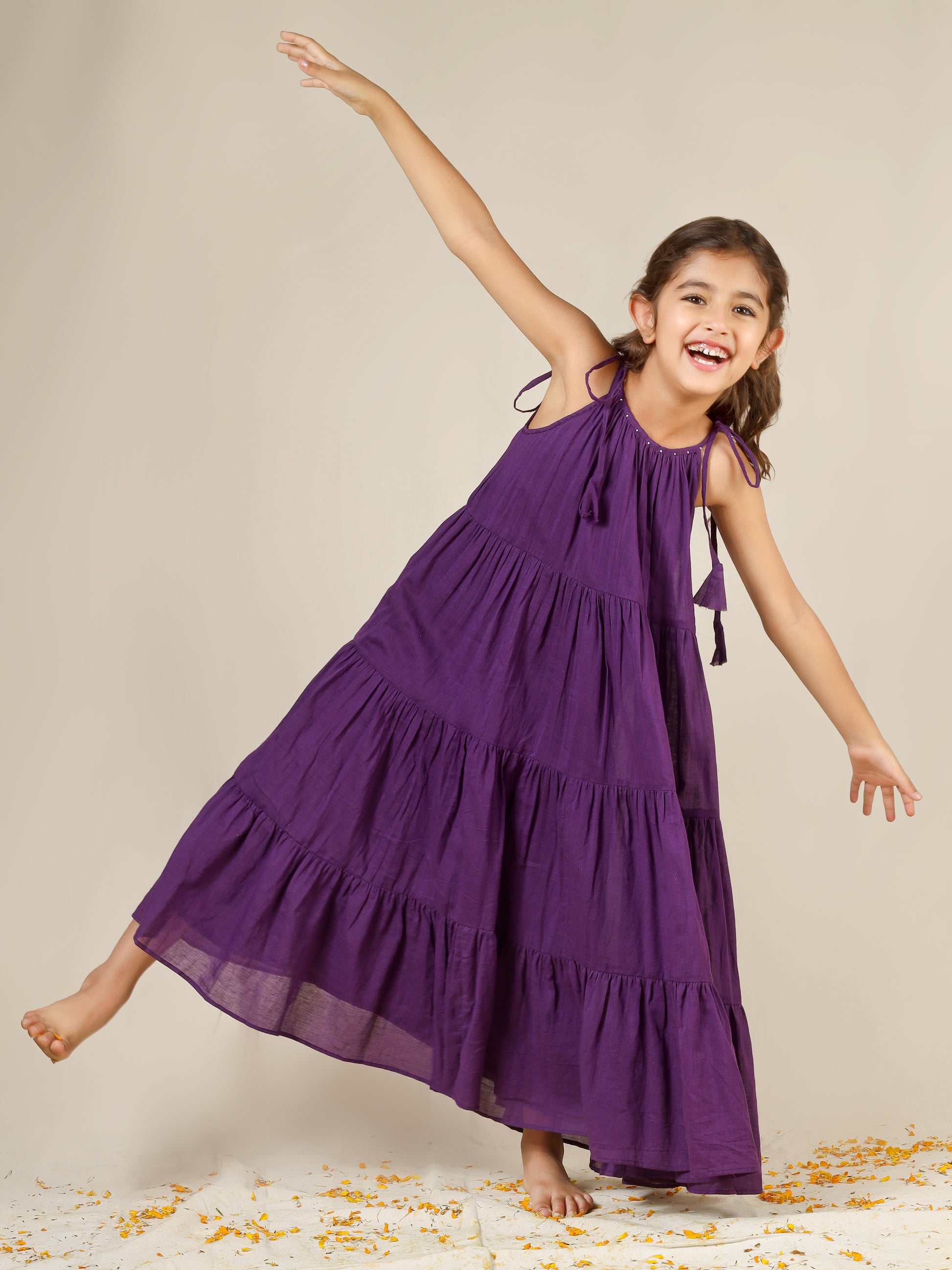 Jiyara Purple Multi-Tier Dress | JOVI India