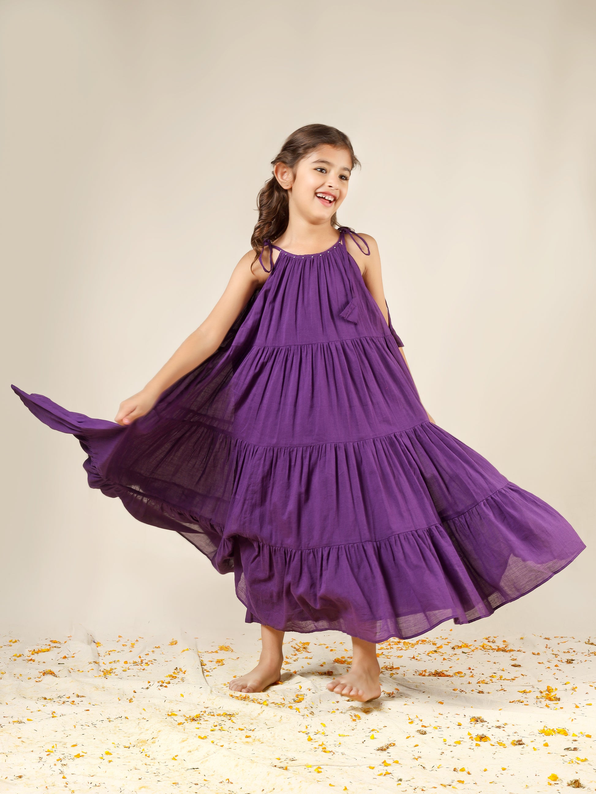 Jiyara Purple Multi-Tier Dress | JOVI India