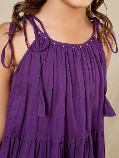 Jiyara Purple Multi-Tier Dress