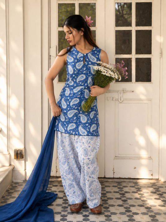 Indigo Fusion Farshi Set