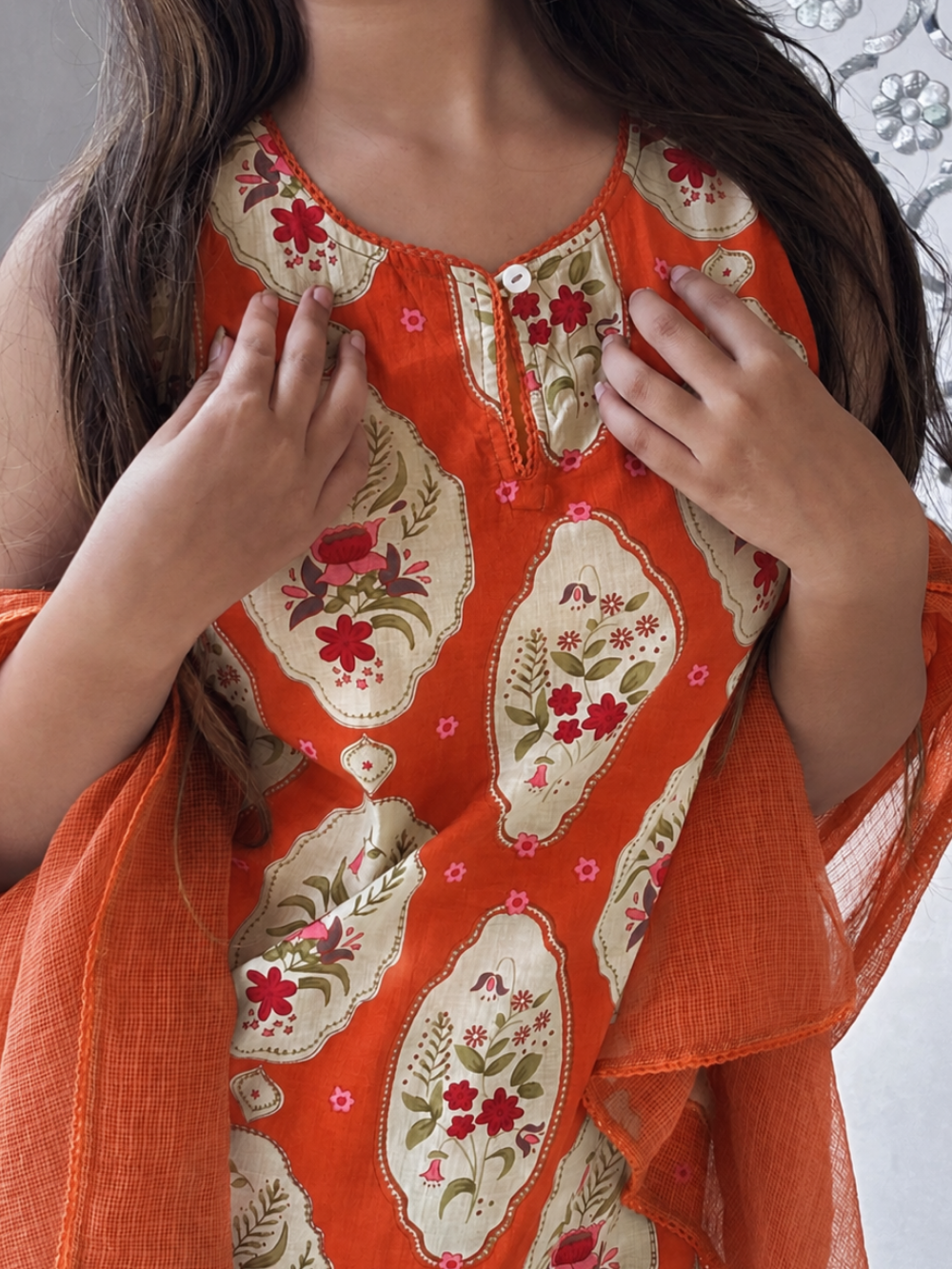 Kesar Mughal Print Farshi Set | JOVI India