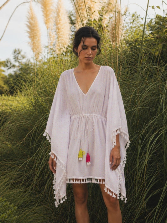 Multi Polka Dot Kaftan Dress