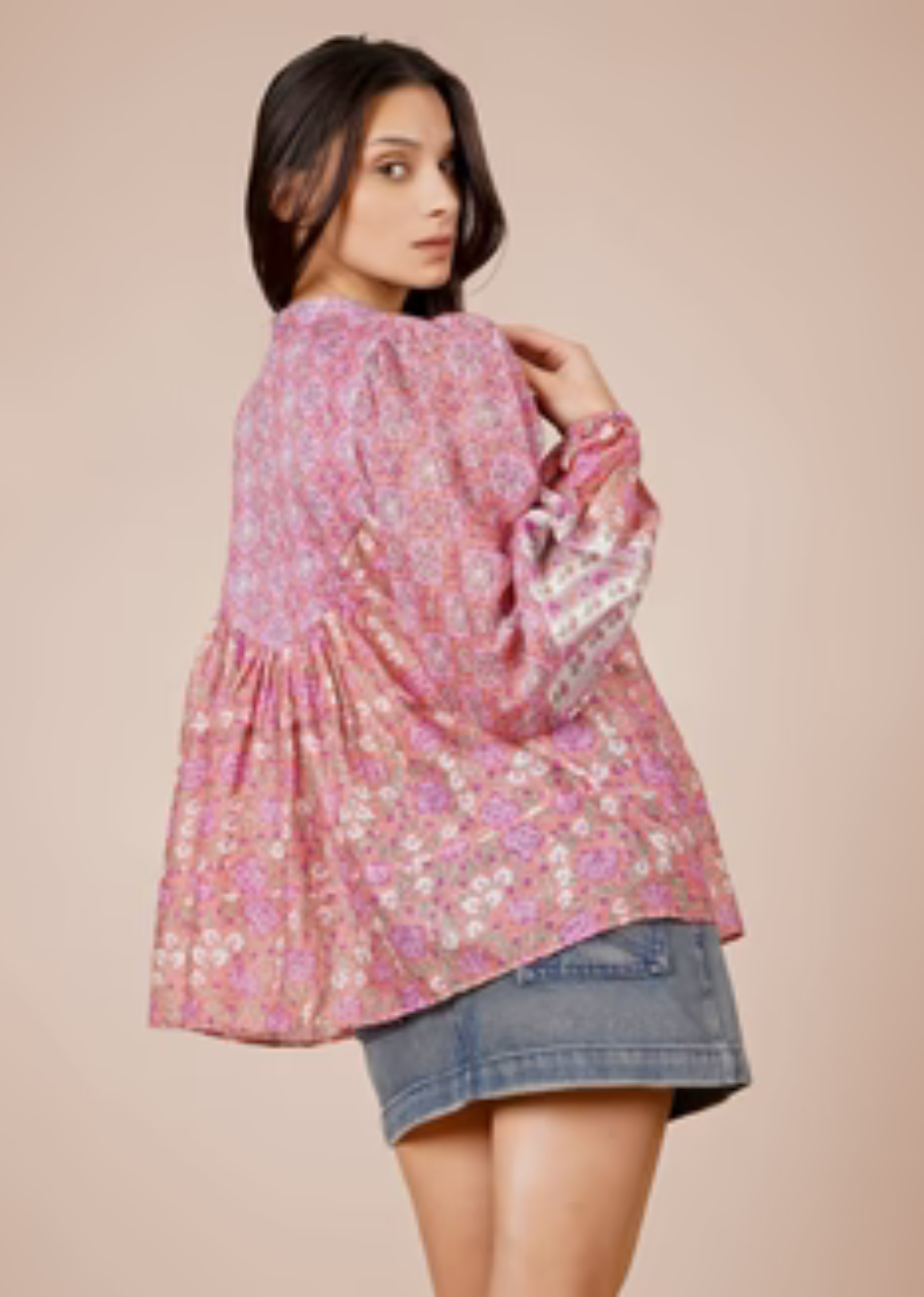 Pink Multi Printed Sleeved Top | JOVI India