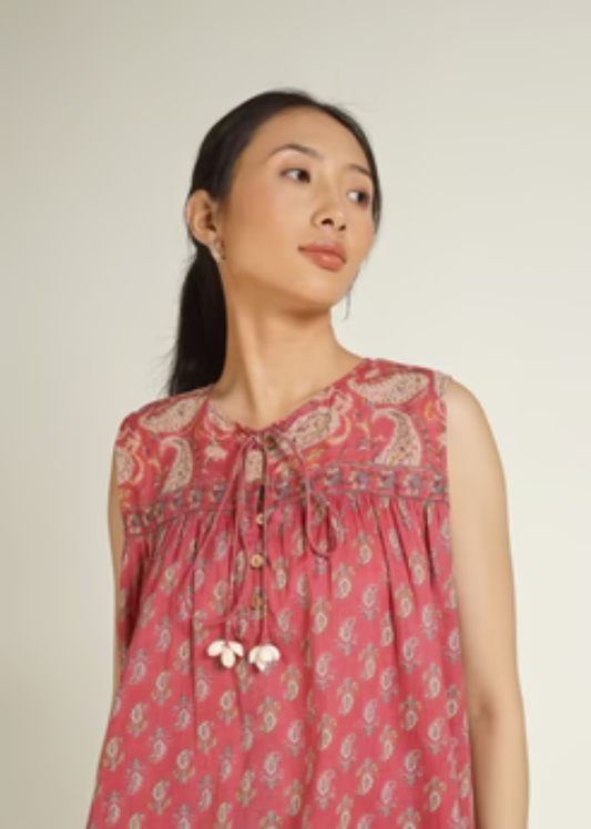 Pink Printed Sleeveless Top | Jovi India
