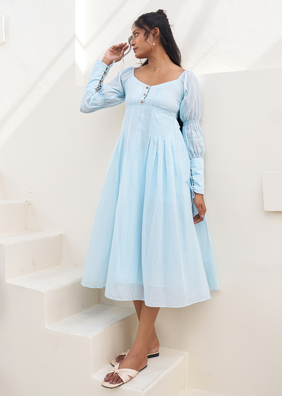 LACE And Chiffon Corset Back Dresses Sky Blue main image 1