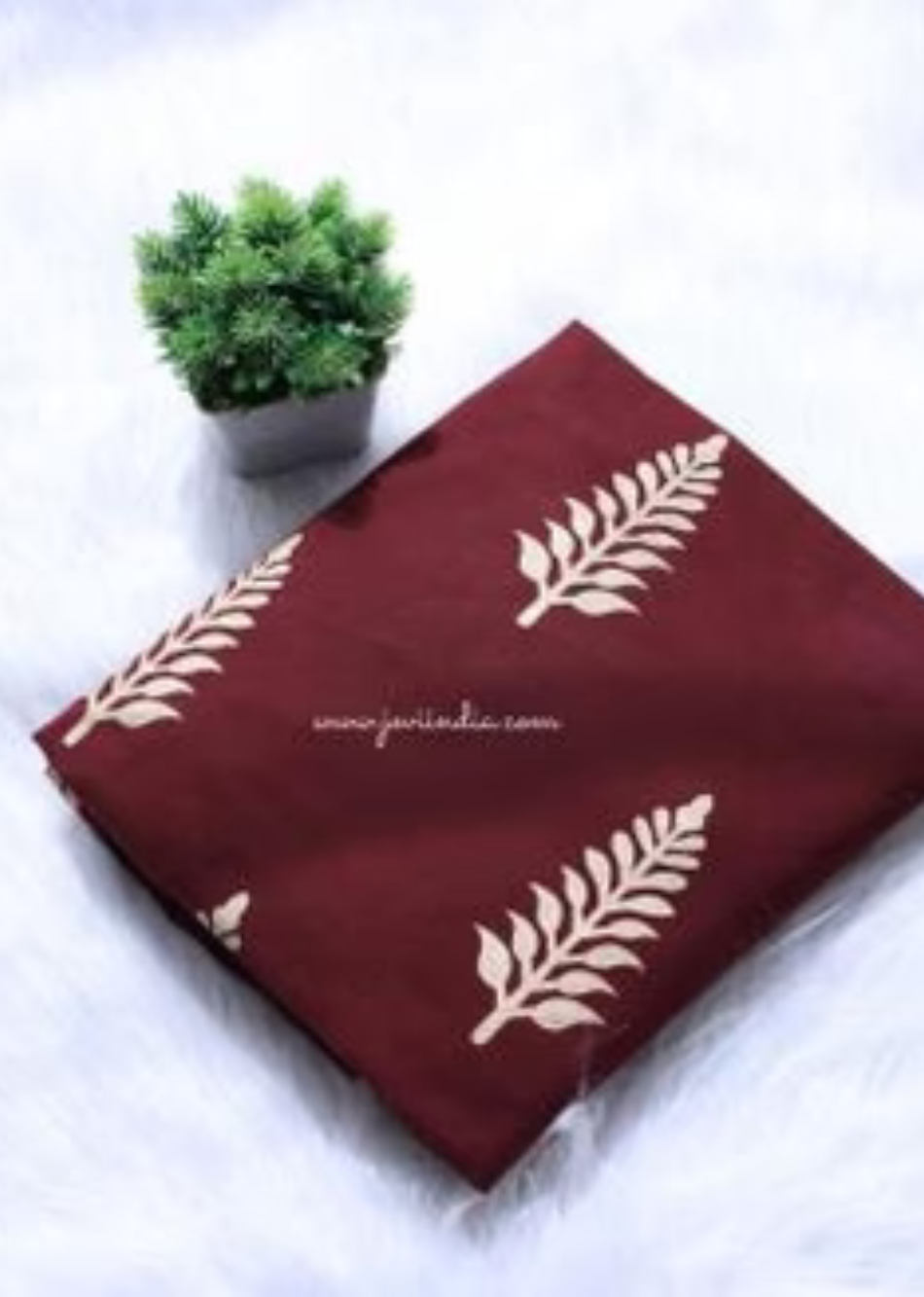Maroon Gold Foil Printed Cotton Fabric | JOVI India