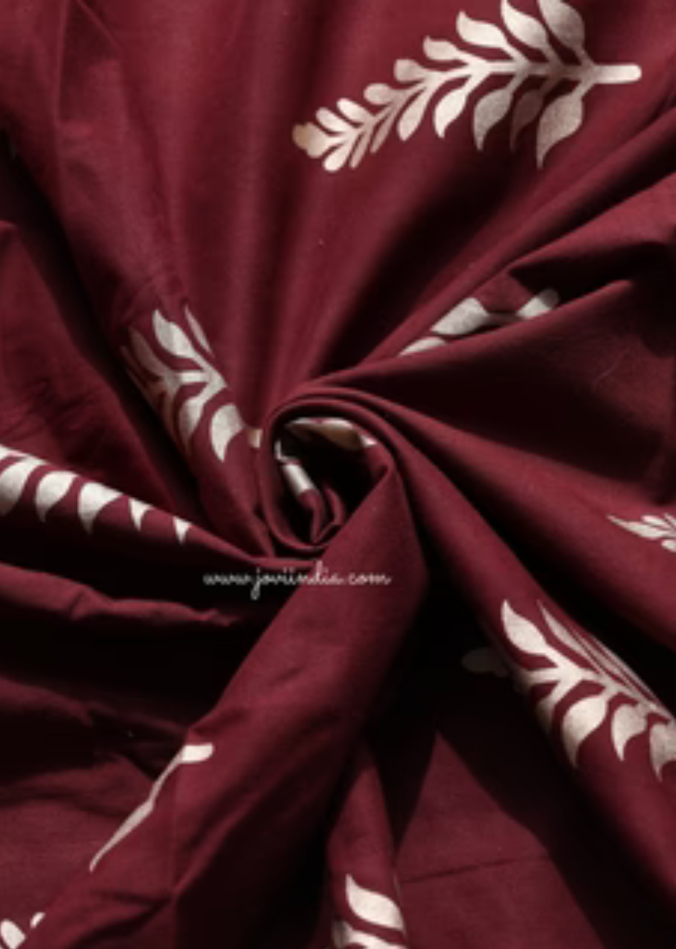 Maroon Gold Foil Printed Cotton Fabric | JOVI India