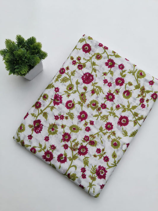 White Jaal Butti Printed Cotton Fabric | Jovi India