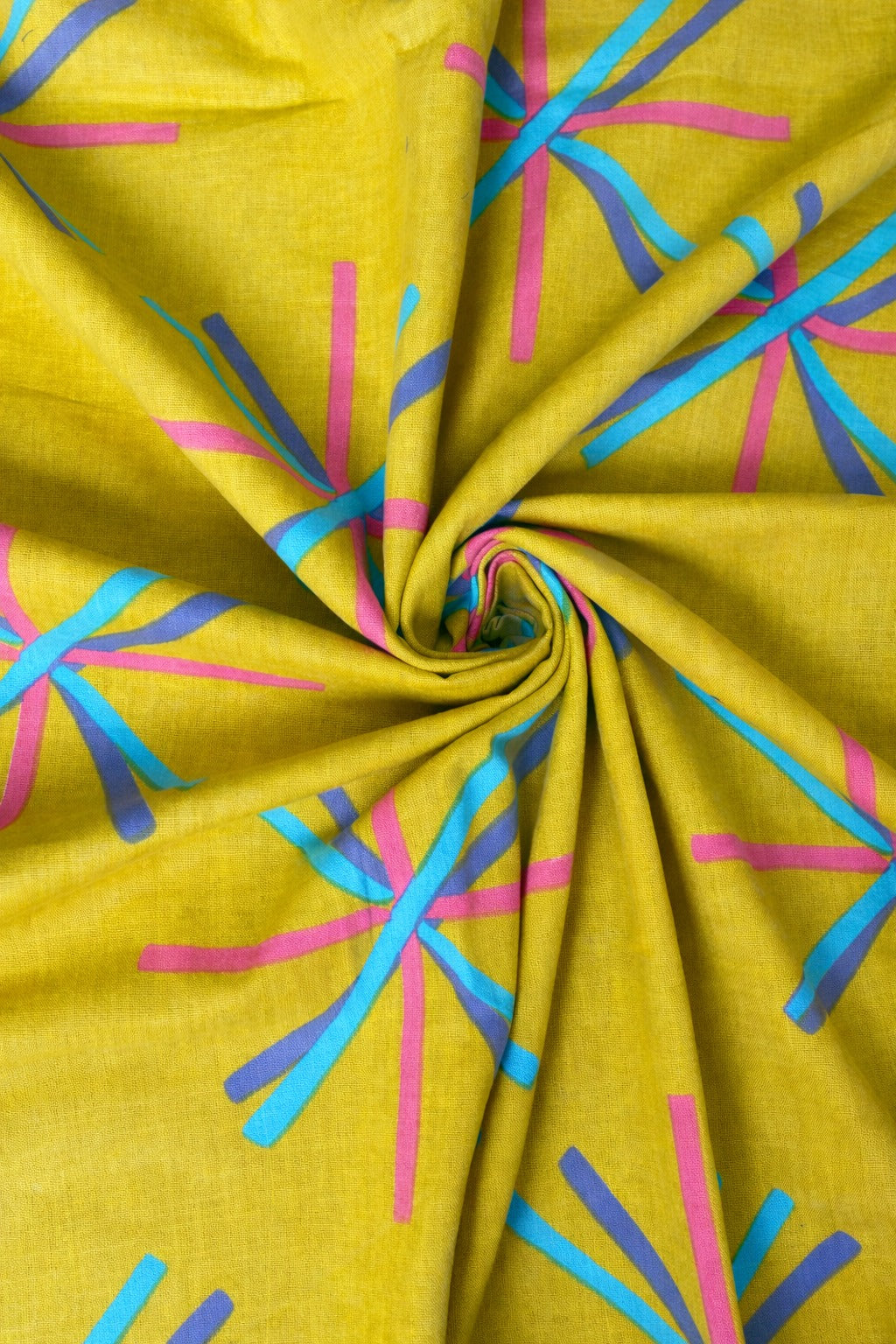 Yellow Printed Cotton Fabric | JOVI India