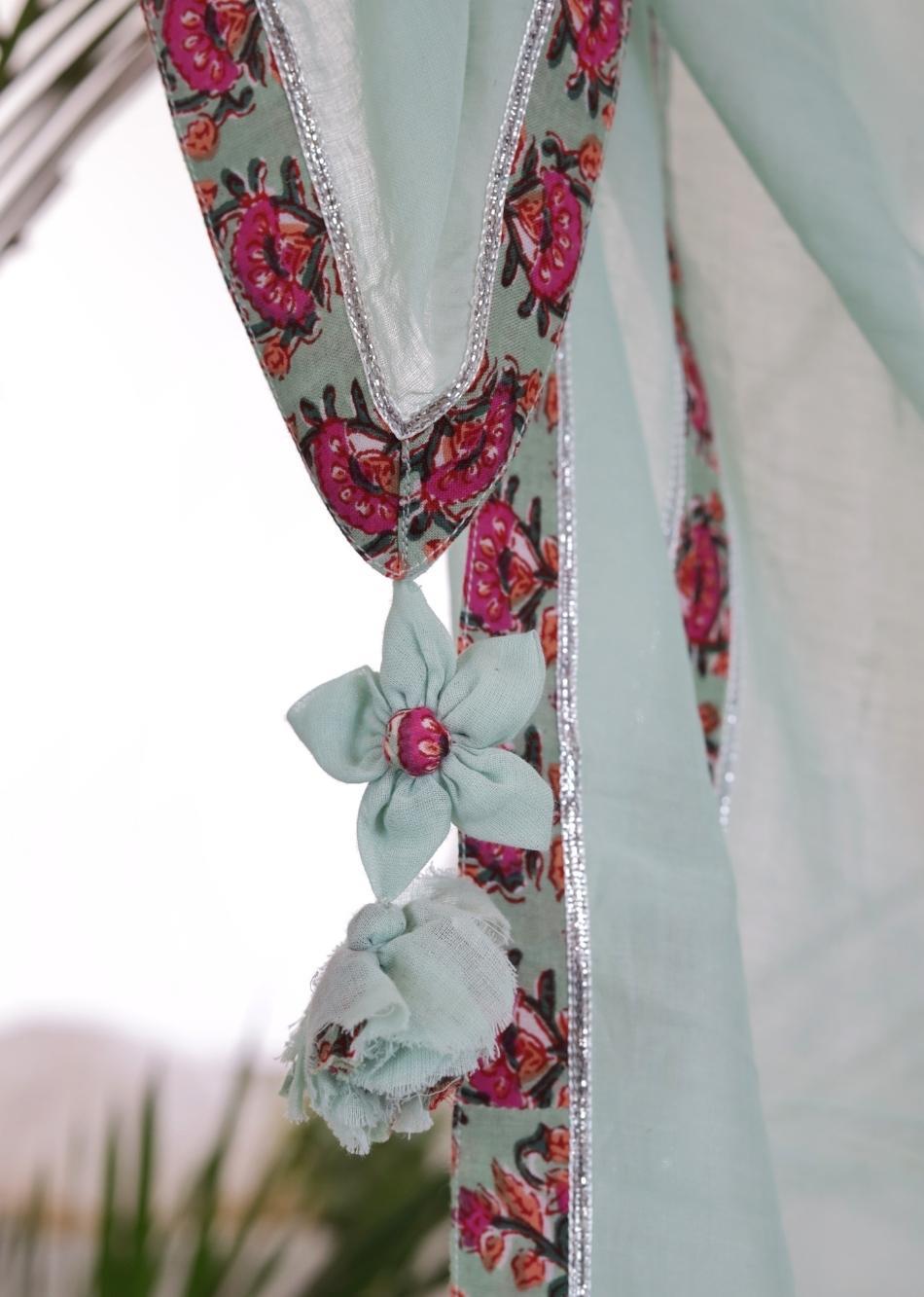 Mint Green Printed Dupatta | JOVI India