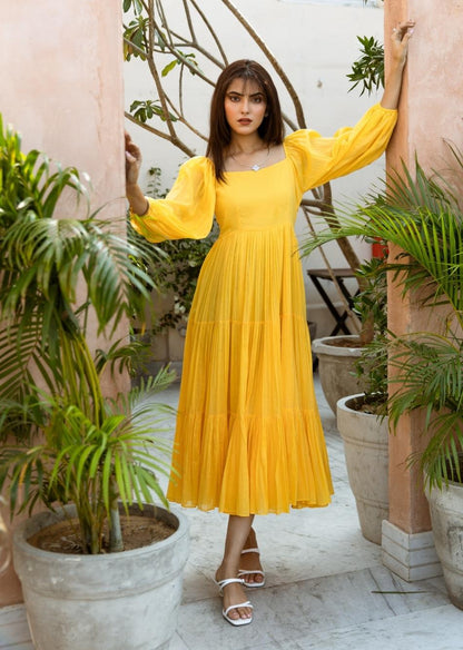 Yellow Tiered Maxi Dress