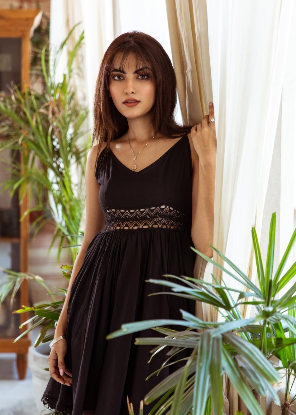Black Strappy Lace Dress