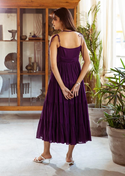 Purple Halter Neck Dress