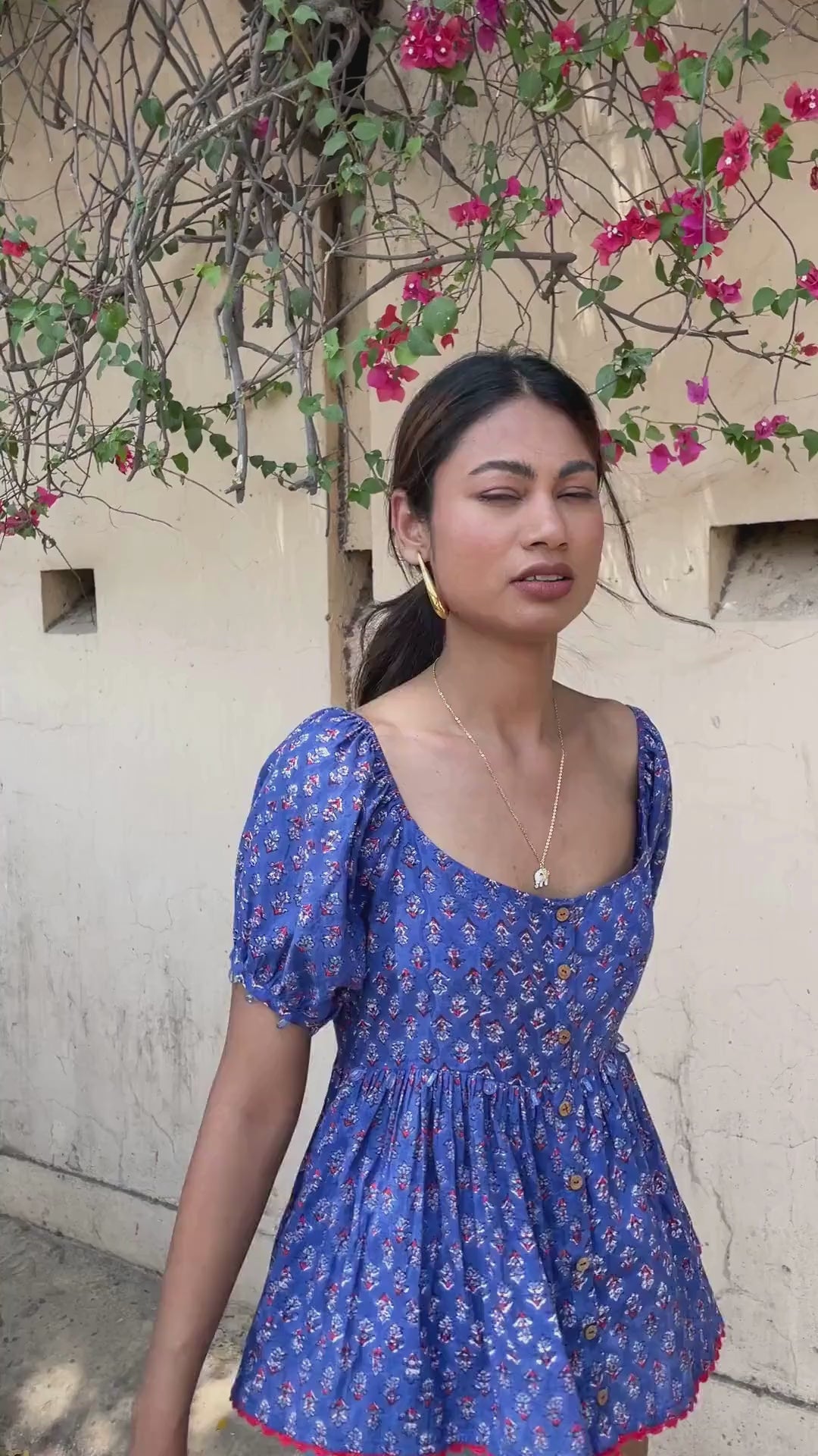 Amazing Blue Printed Short Tops for Women - JOVI India