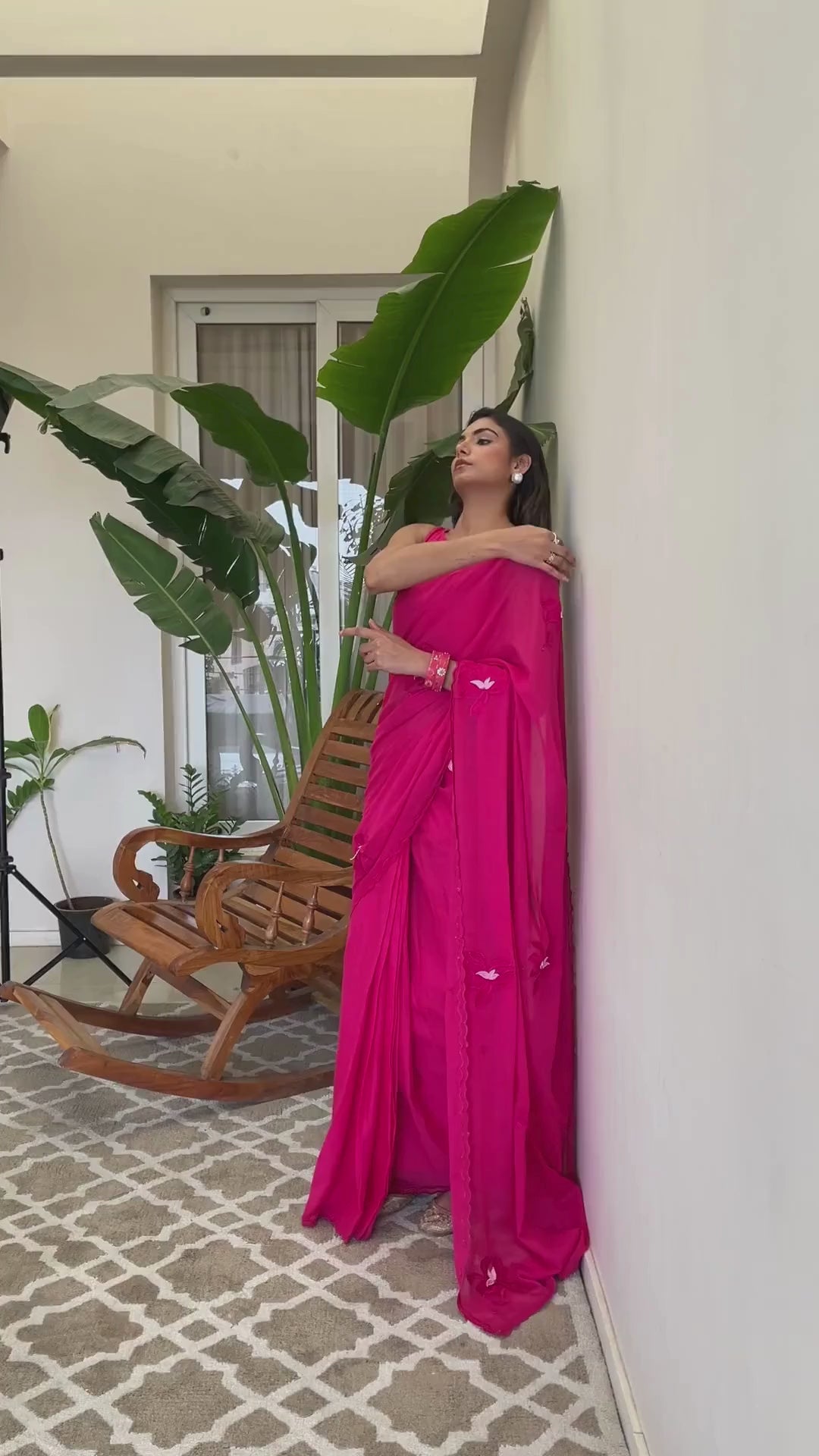Buy Rani Mulmul Padmini Embossed Embroidered Saree for Women Online - JOVI India