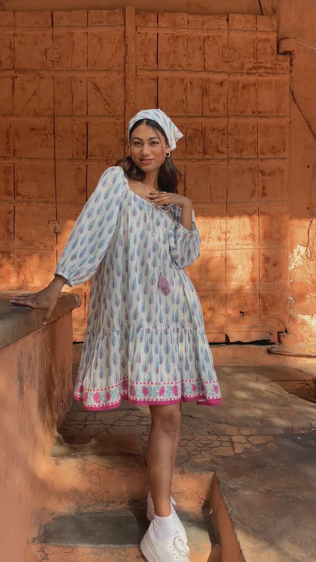 Unique Printed Cotton White Anti Fit Short Dresses for Women - JOVI India