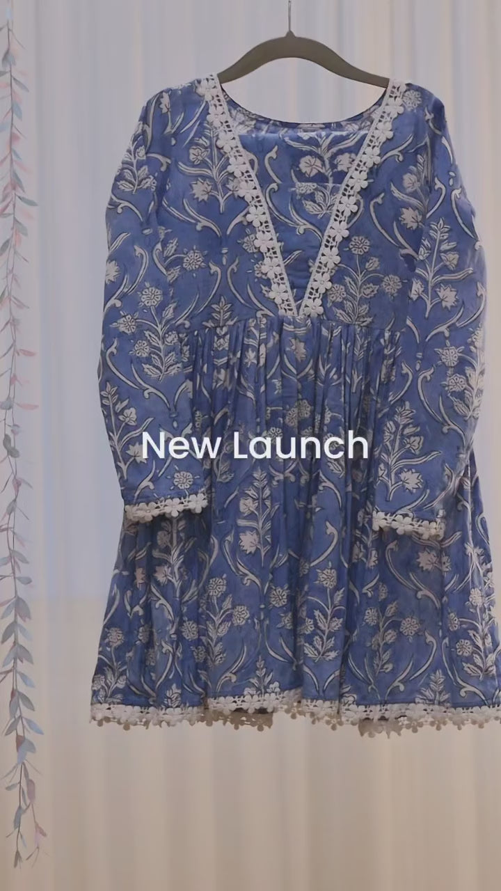 Shop Stunning Blue Printed Lacey Co-Ord Sets for Kids and Baby Girls - JOVI India Kids Wear 
