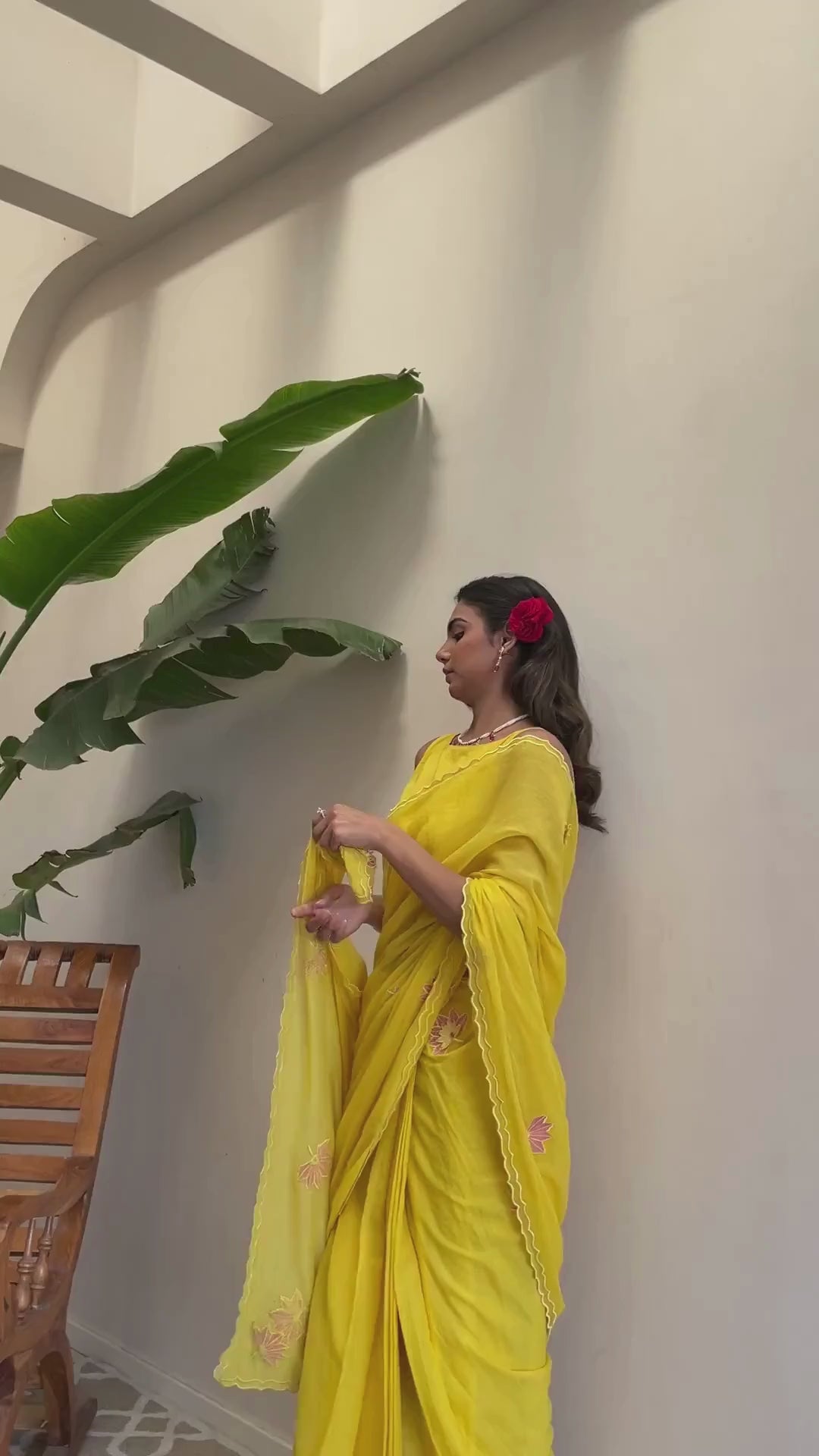 Buy Stylish Yellow Embroidered Ready to Wear Saree for Women - JOVI India