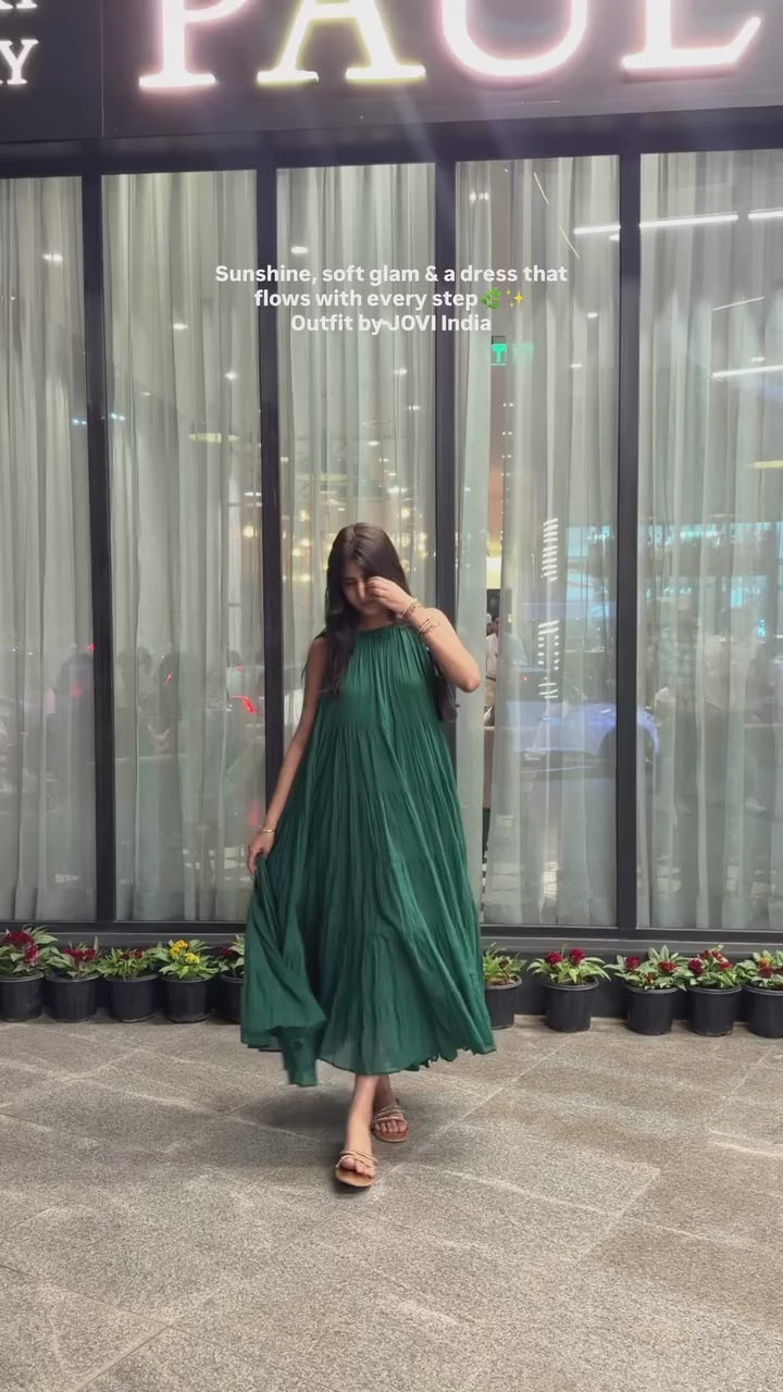 Emerald Green Multi Tier Maxi Dress | JOVI India