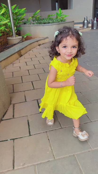 Jiyara Neon Yellow Halter Dress