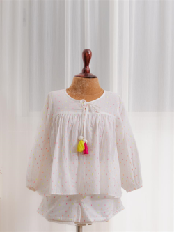 White Polka Top And Short - Ready to Ship | JOVI India