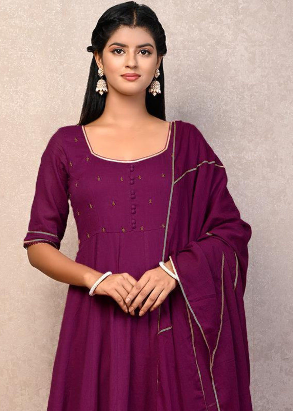Violet Kali Anarkali Suit Set - Ready To Ship | JOVI India